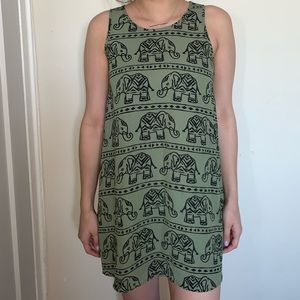 Green Elephant Pattern Dress